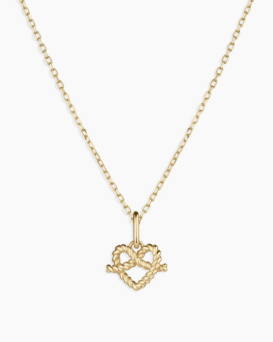14K Gold Love Knot Charm Necklace