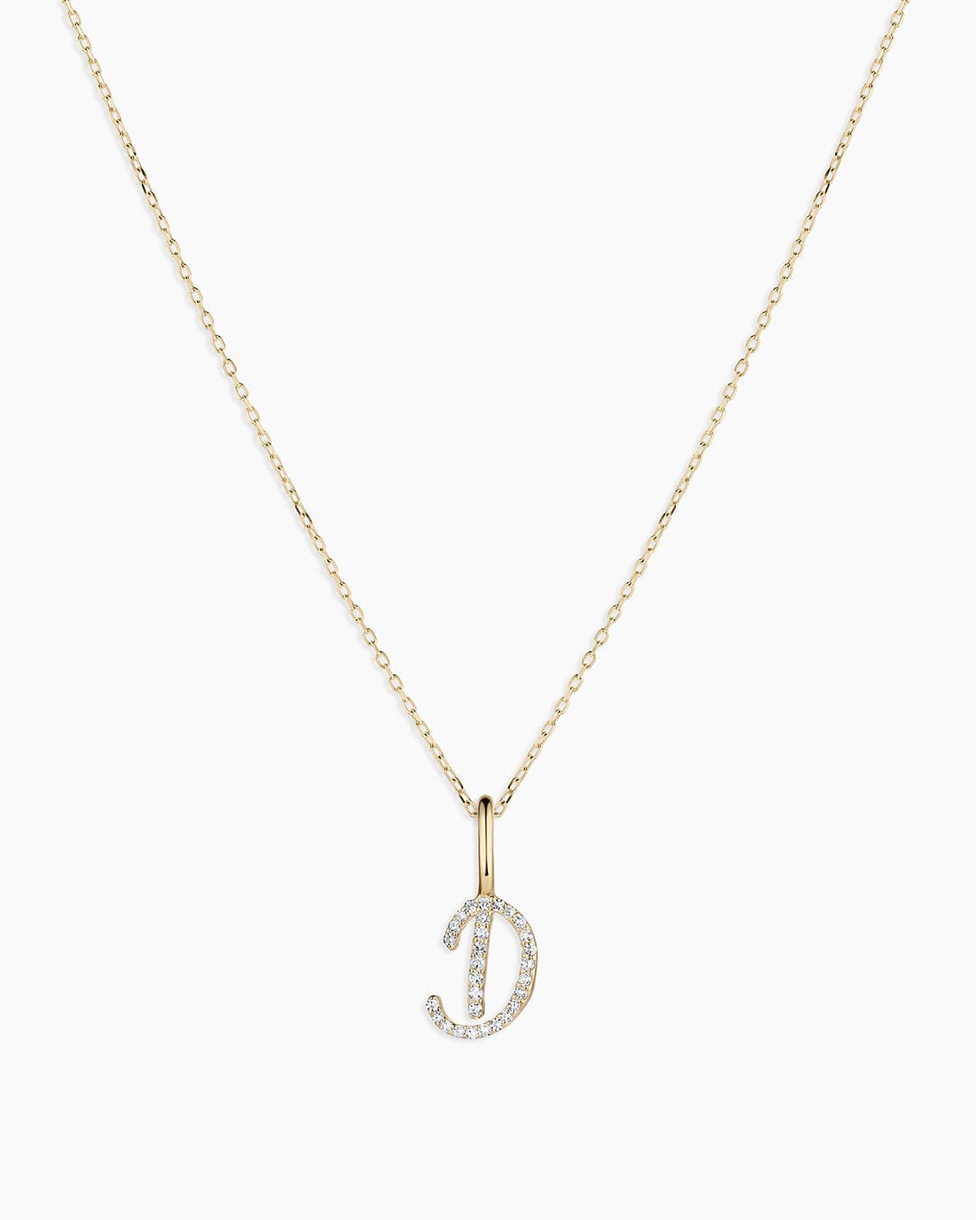 Diamond Script Alphabet Charm Necklace