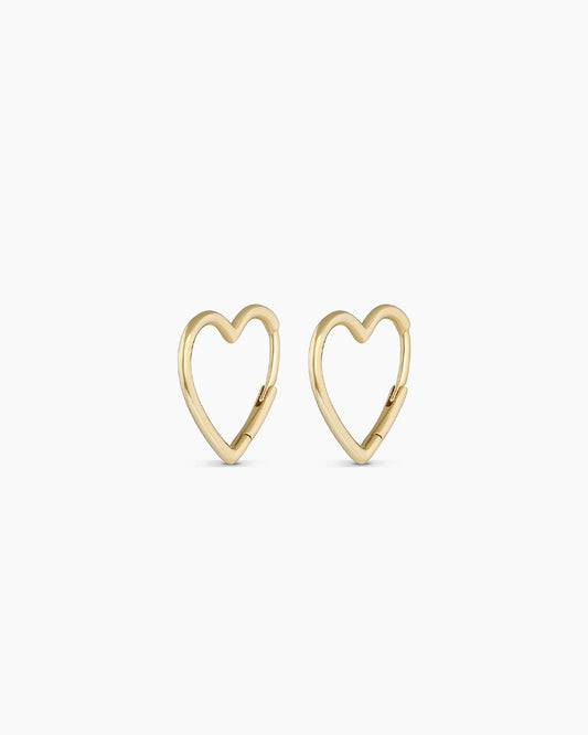 14K Gold Open Heart Huggies