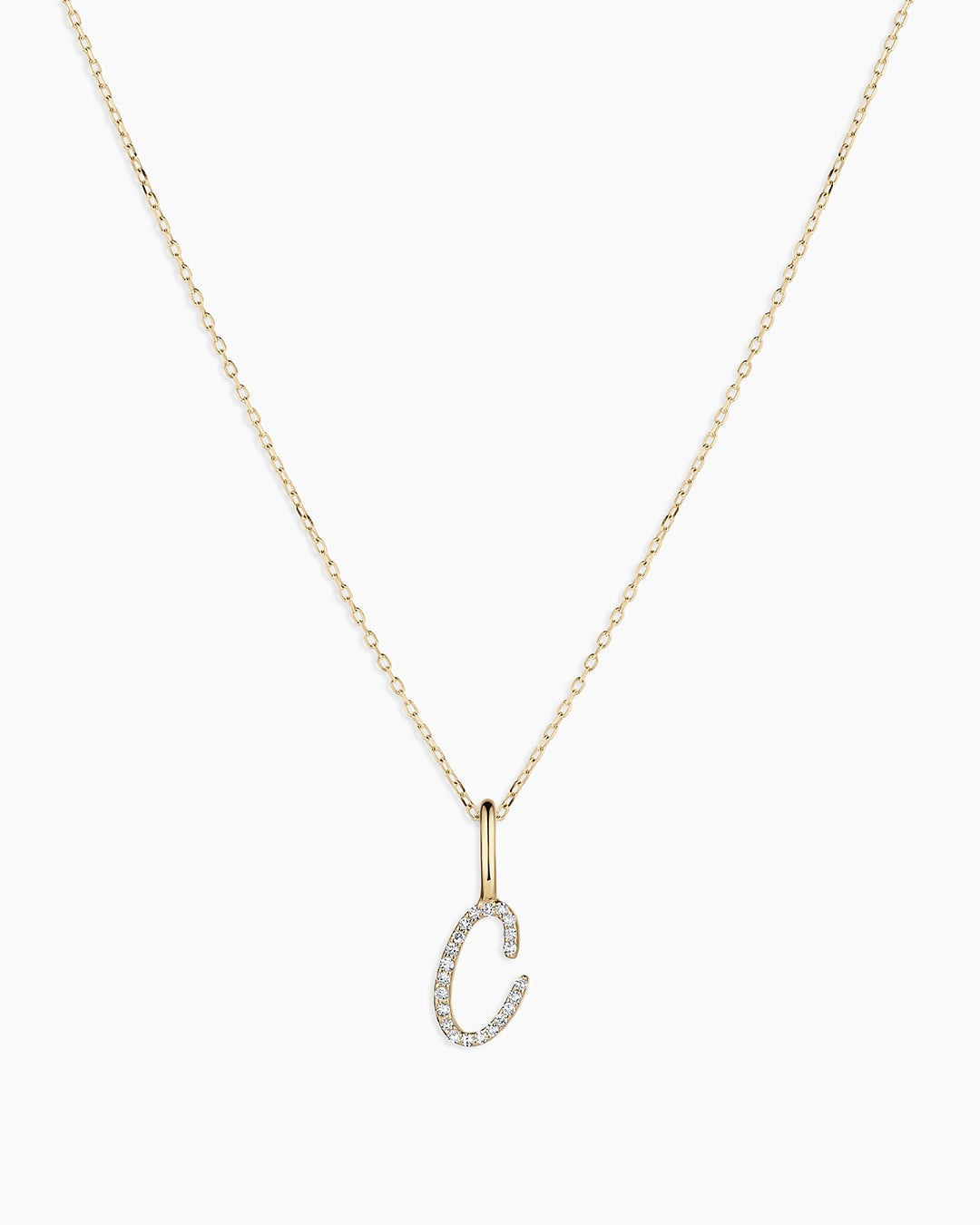 Diamond Script Alphabet Charm Necklace
