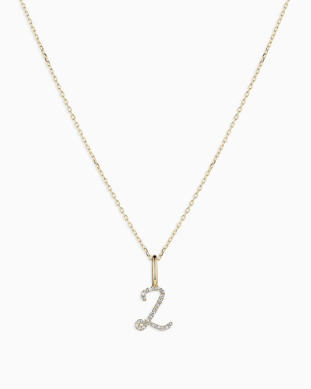 Diamond Script Alphabet Charm Necklace
