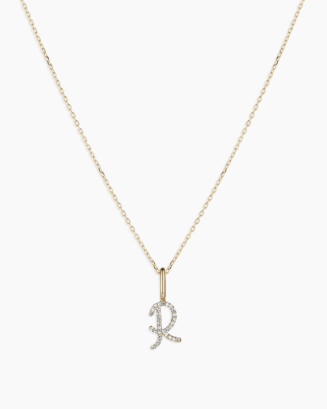 Diamond Script Alphabet Charm Necklace