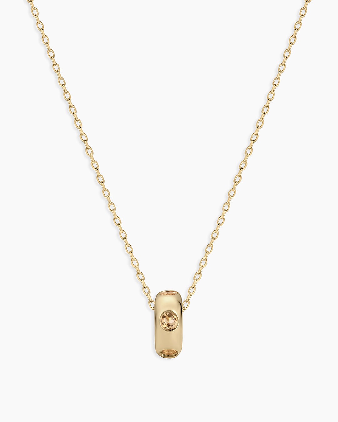 14K Gold Birthstone Halo Charm Necklace