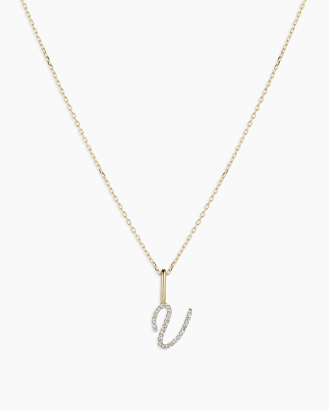 Diamond Script Alphabet Charm Necklace