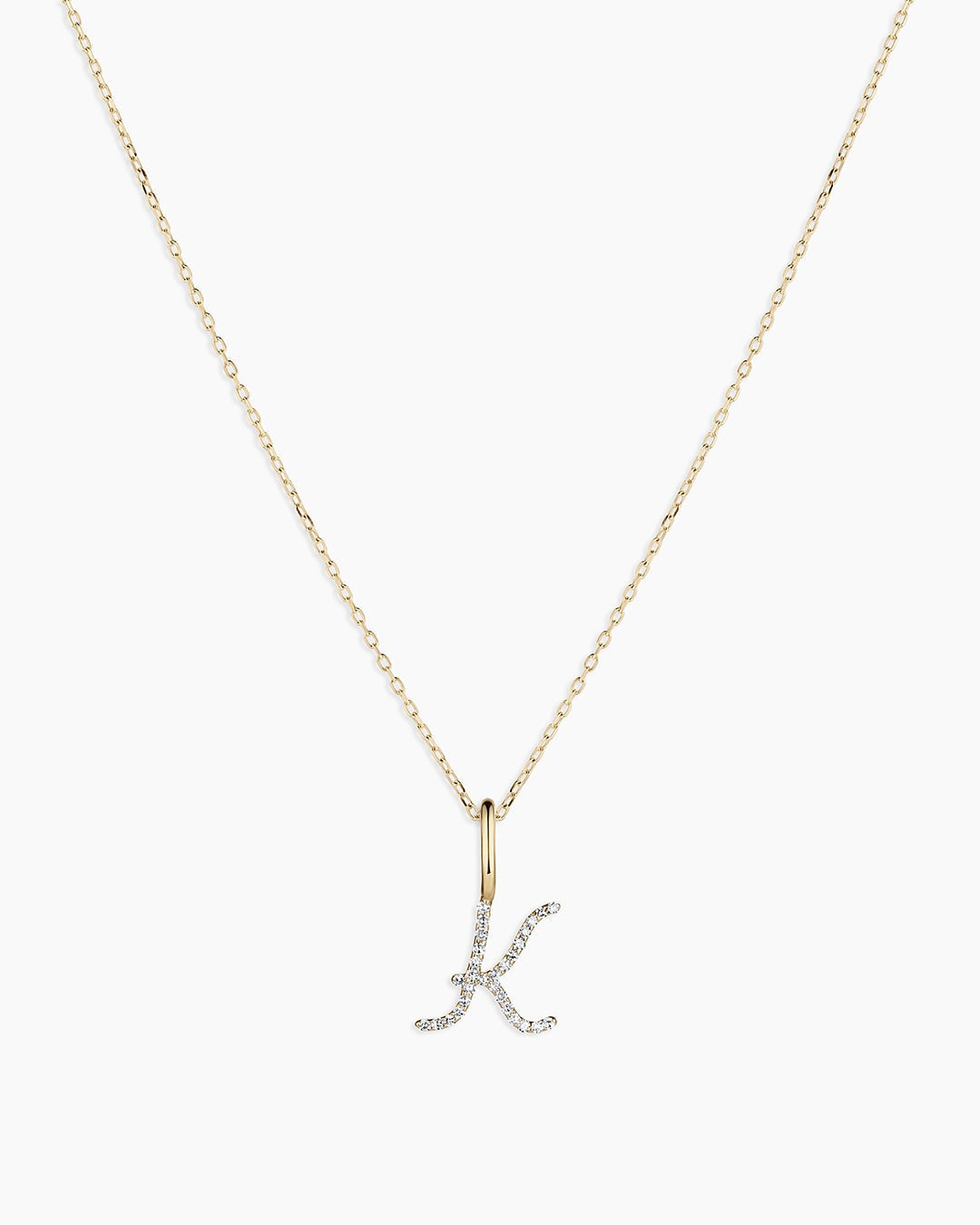 Diamond Script Alphabet Charm Necklace