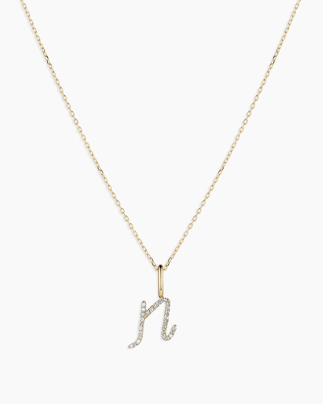 Diamond Script Alphabet Charm Necklace