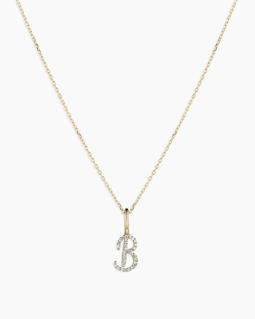 Diamond Script Alphabet Charm Necklace