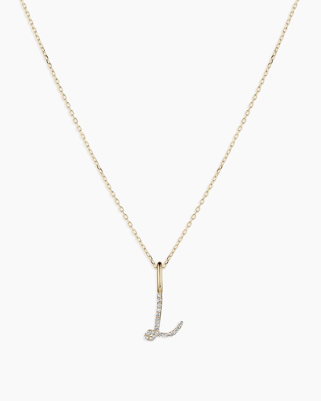 Diamond Script Alphabet Charm Necklace