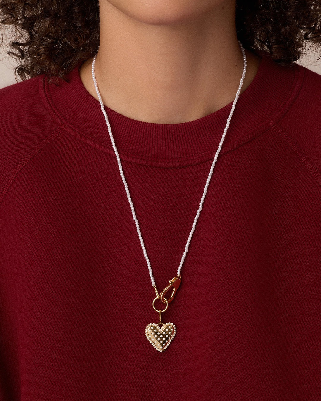 Vintage Heart Dot Charm Necklace