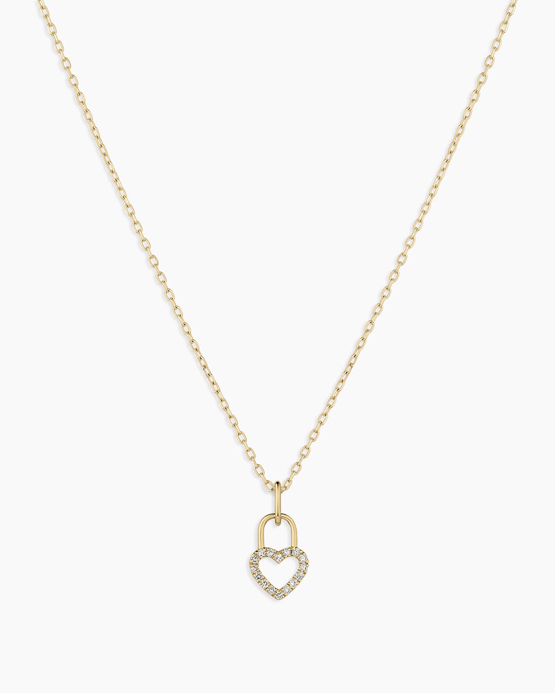 Diamond Heart Padlock Charm Necklace