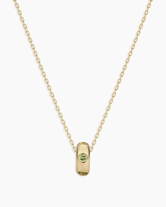 14K Gold Birthstone Halo Charm Necklace