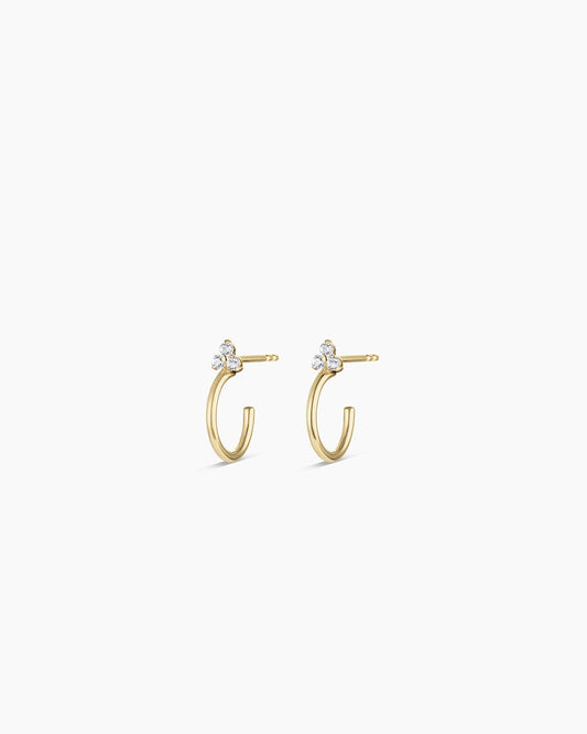 White Sapphire Bali Stud Huggies