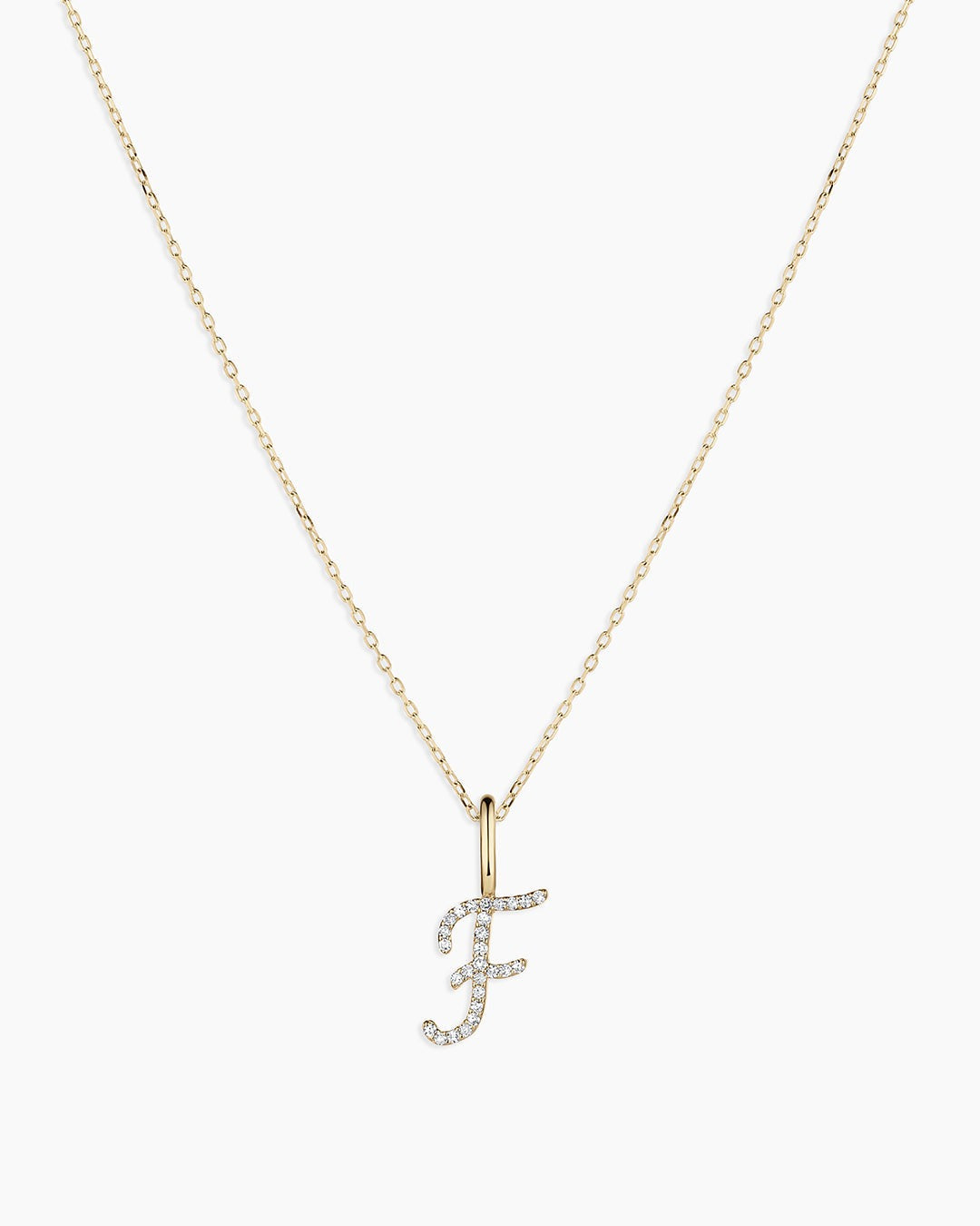 Diamond Script Alphabet Charm Necklace