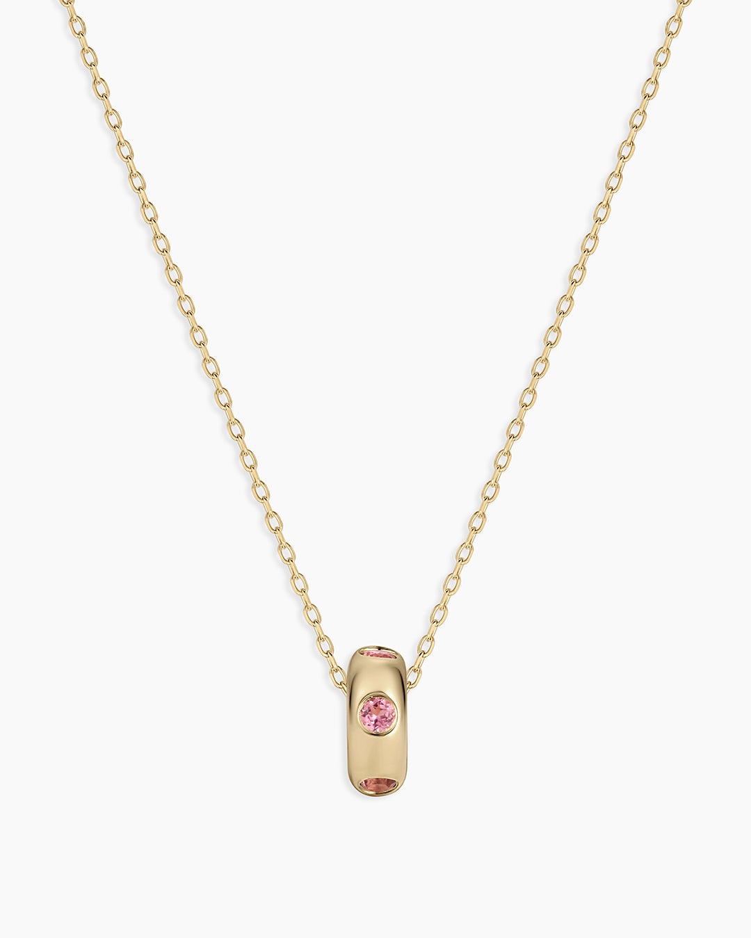 14K Gold Birthstone Halo Charm Necklace
