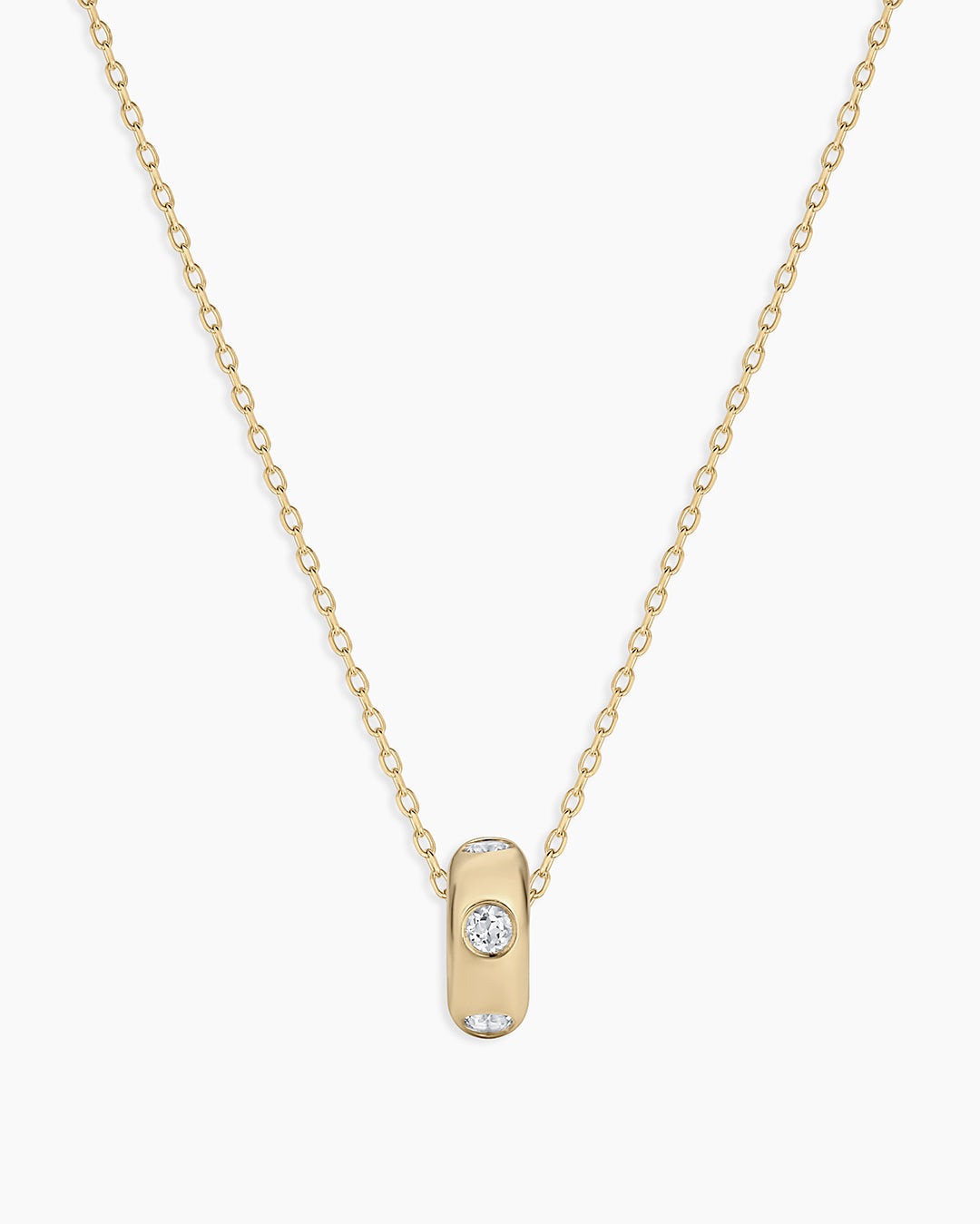 14K Gold Birthstone Halo Charm Necklace
