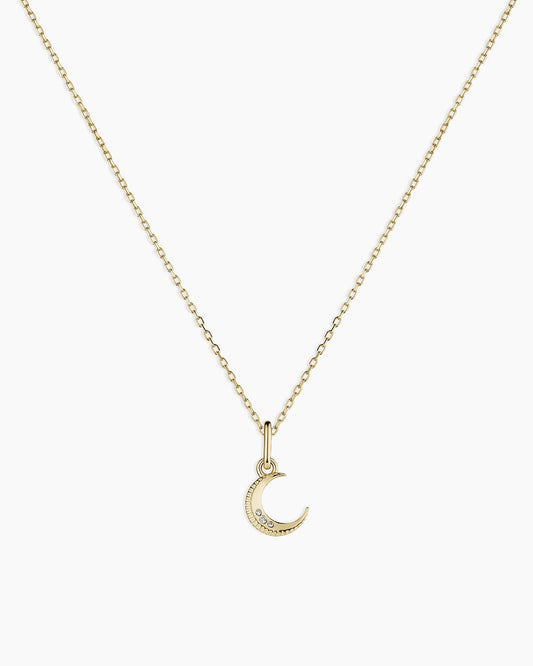 Diamond Crescent Charm Necklace