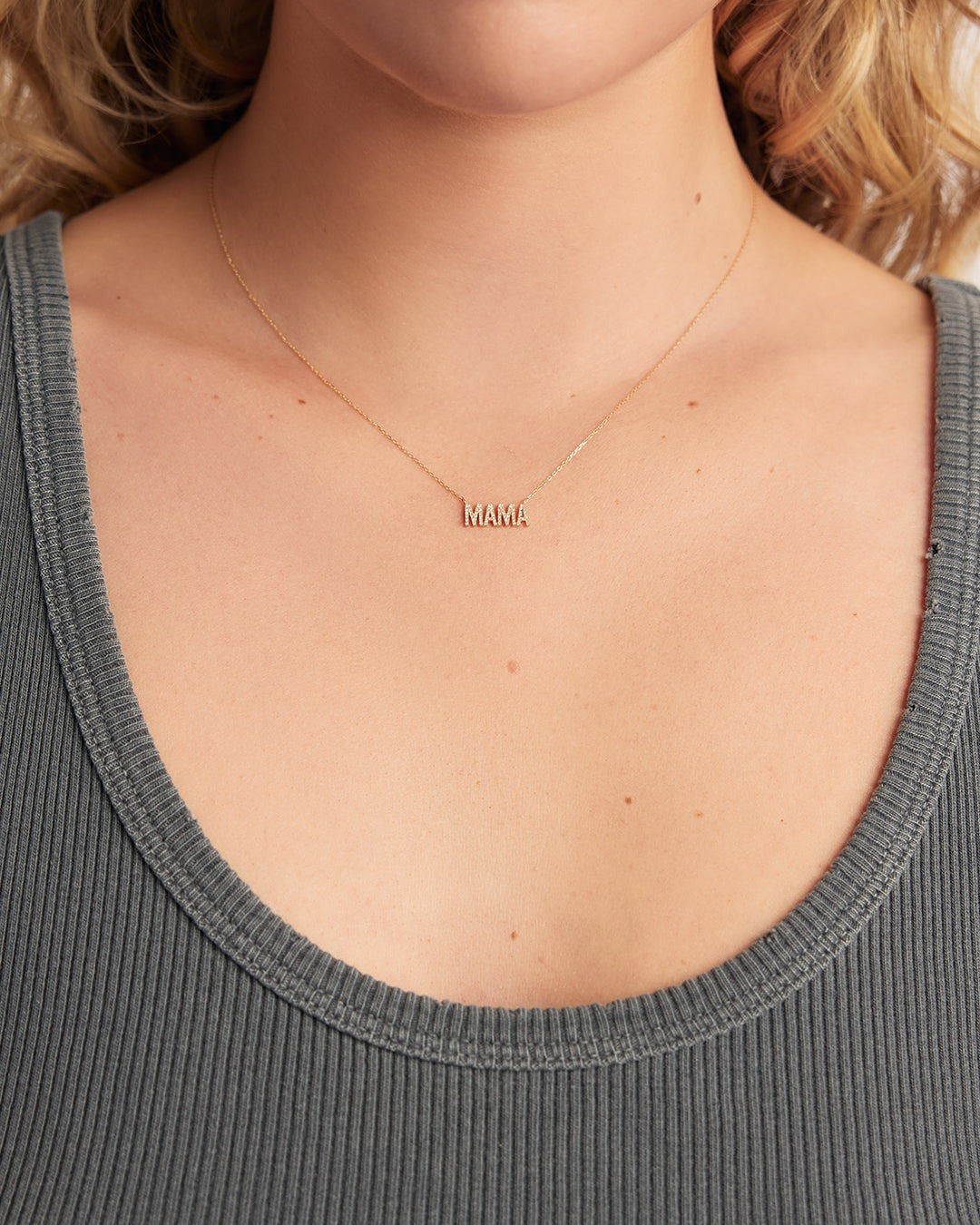 Diamond Pavé Mama Necklace
