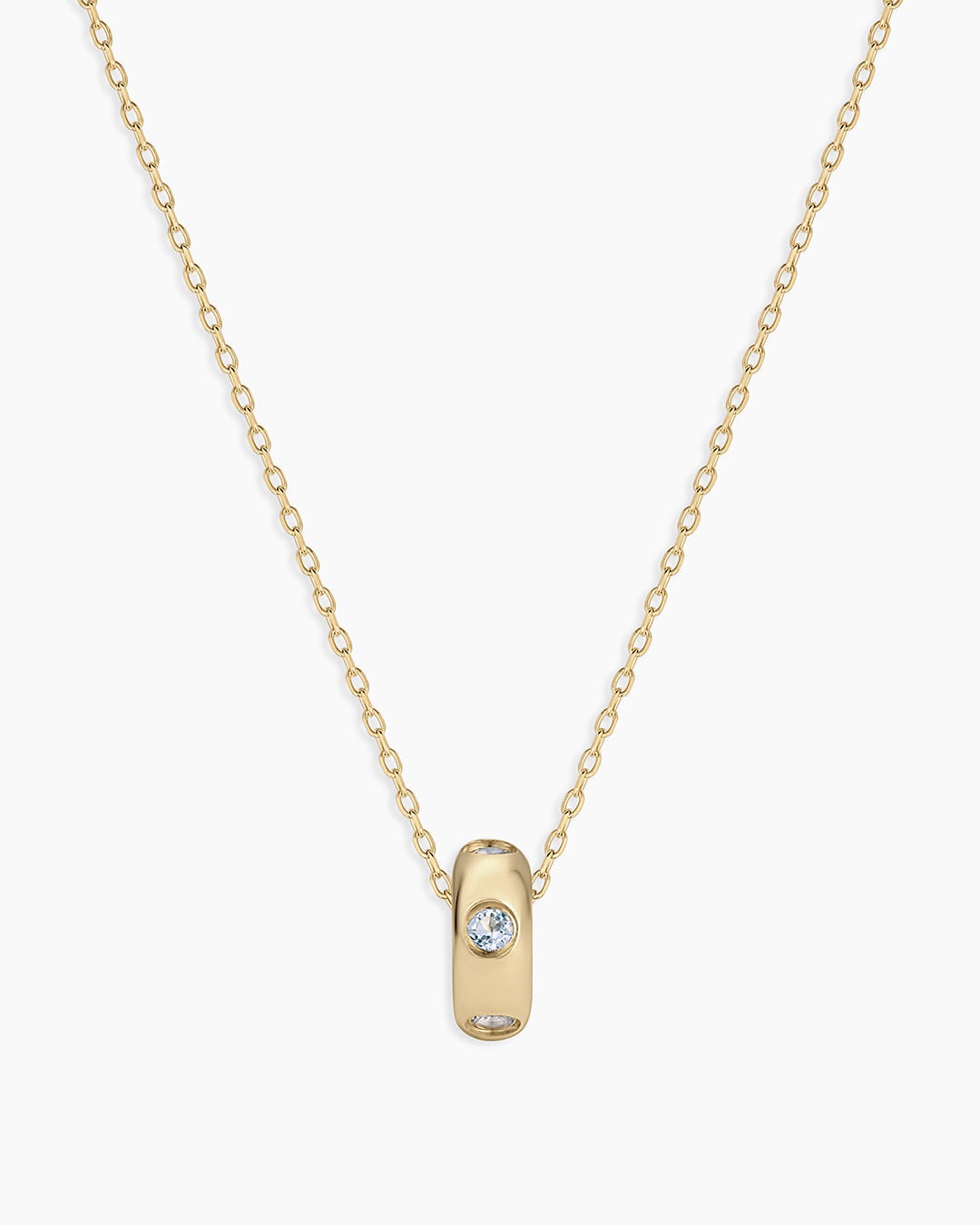 14K Gold Birthstone Halo Charm Necklace