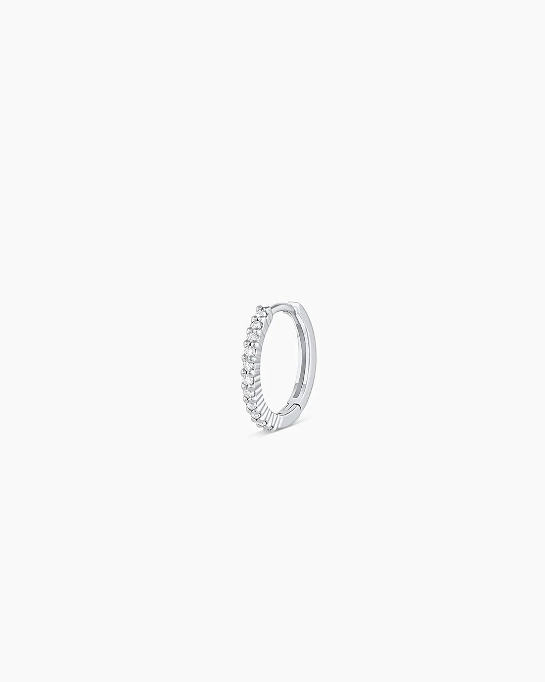 14K White Gold Diamond Pavé Single Huggie