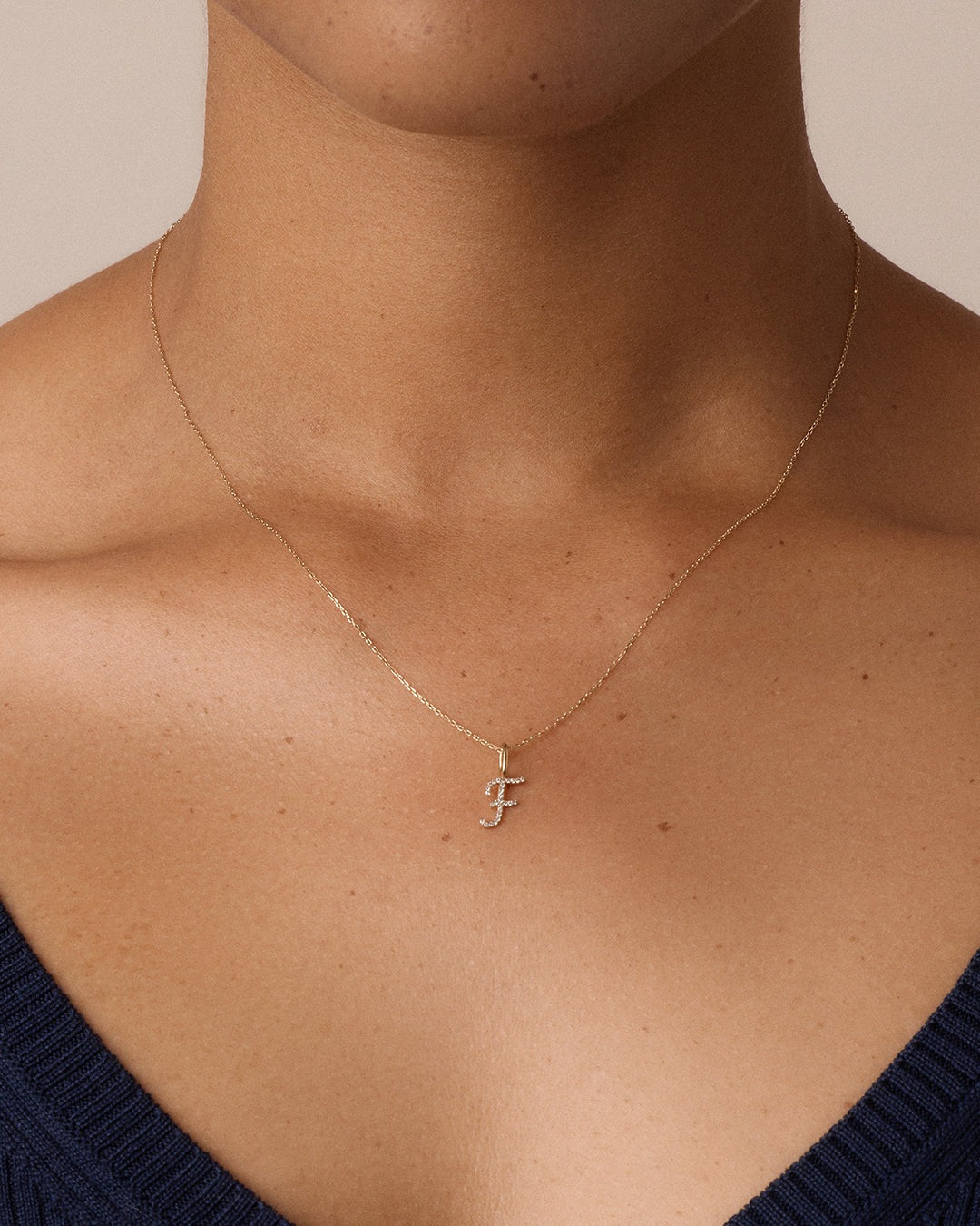 Diamond Script Alphabet Charm