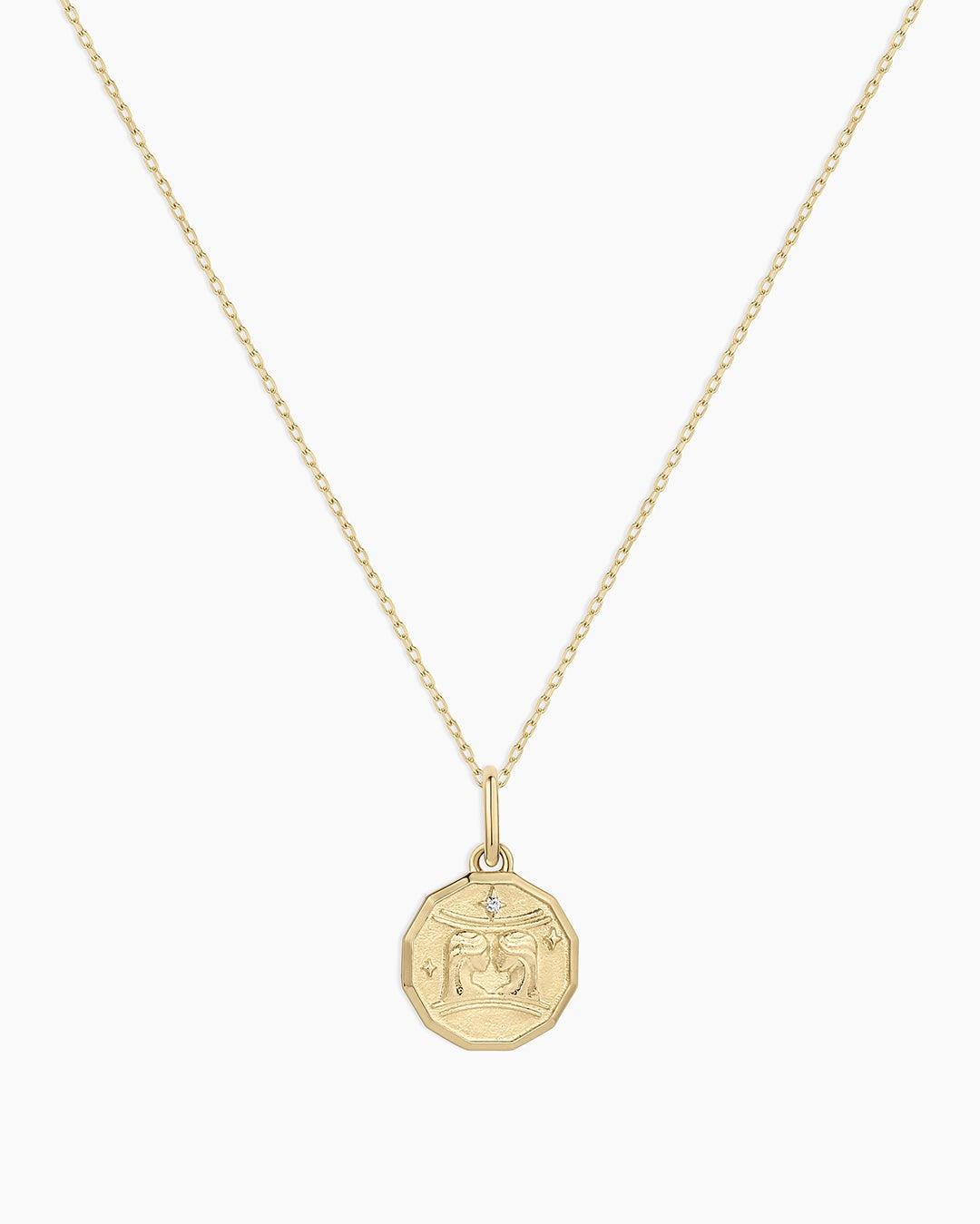 Diamond Zodiac Coin Charm Necklace
