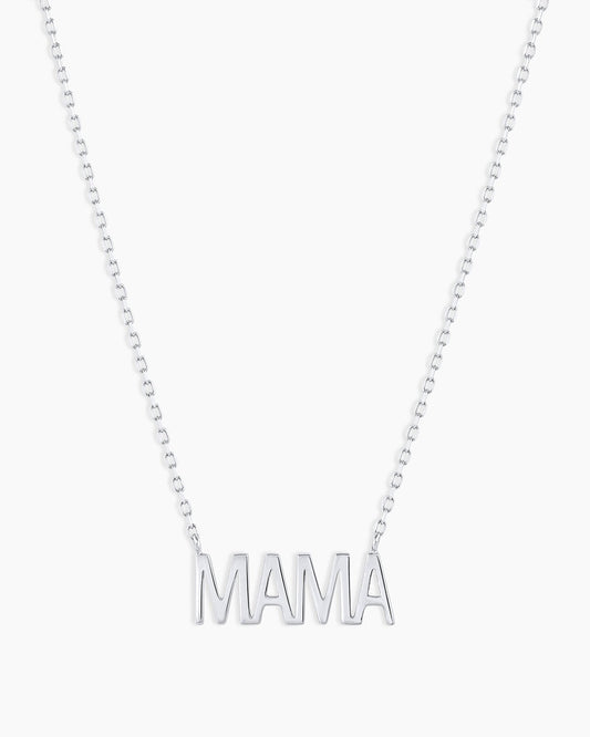14K White Gold Mama Necklace