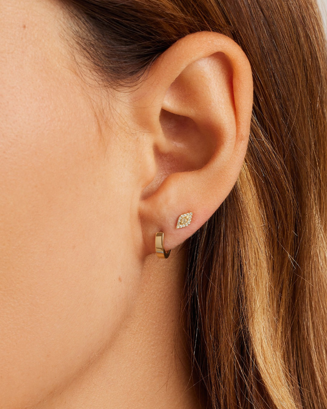 14K Gold Rose Single Huggie