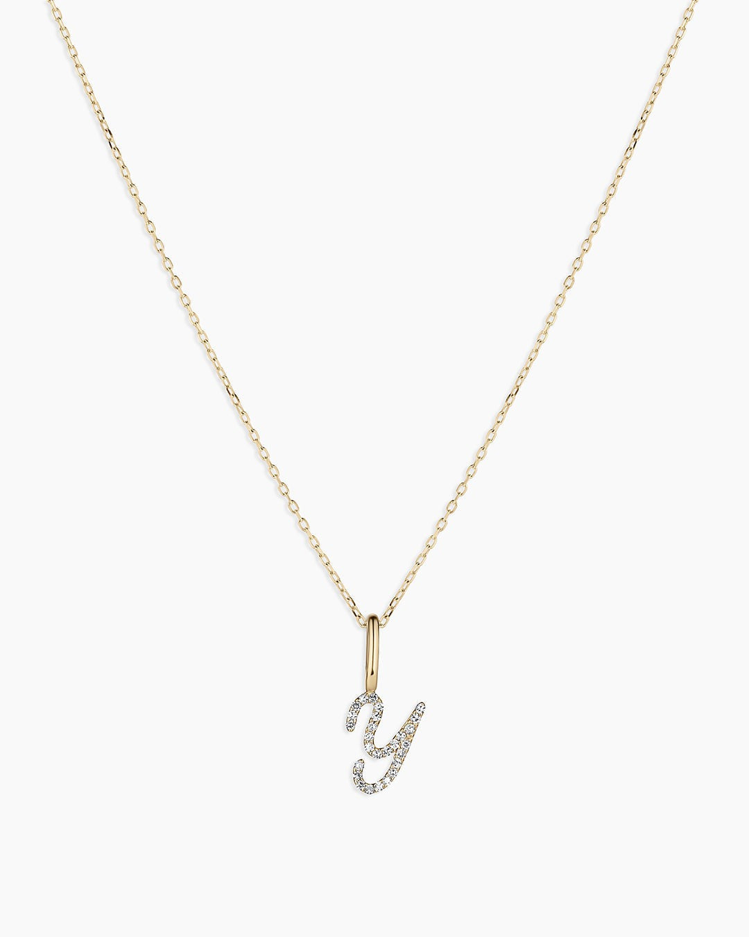 Diamond Script Alphabet Charm Necklace