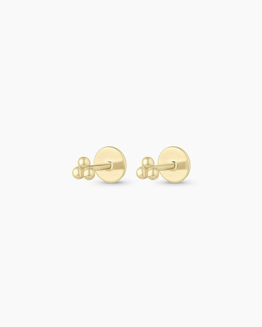 14K Gold Trio Flat Back Studs