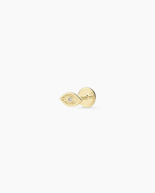 Diamond Evil Eye Flat Back Single Stud