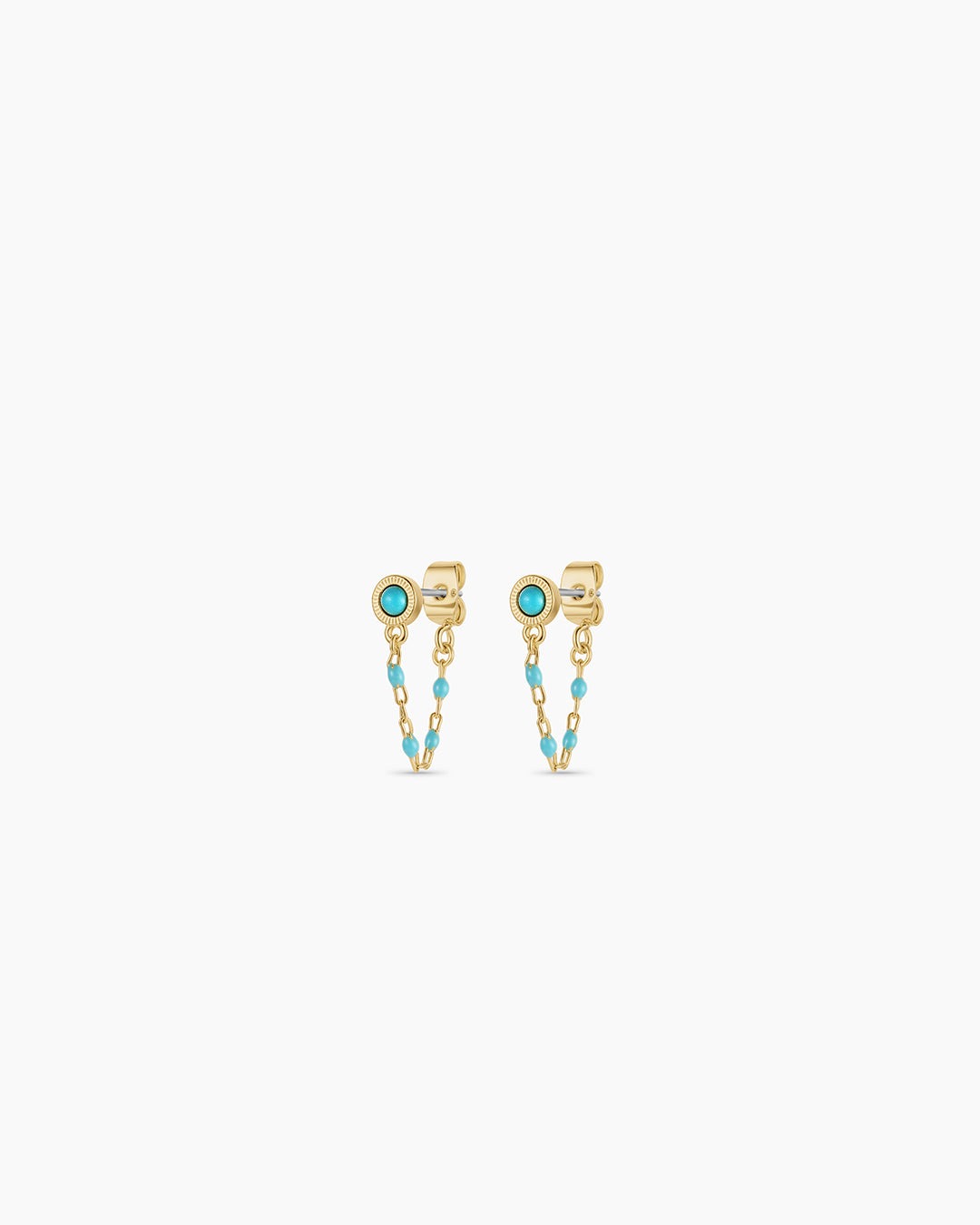 Turquoise Capri Chain Huggies