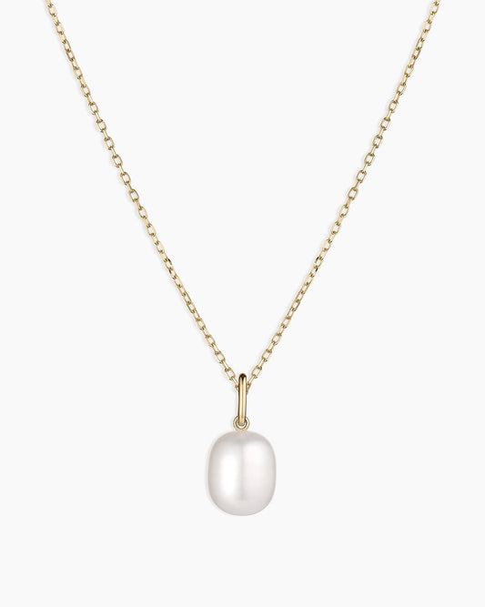 14K Gold Pearl Charm Necklace