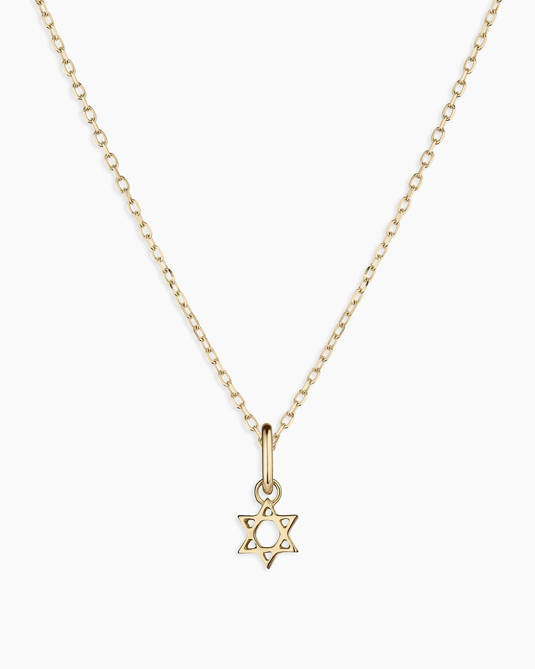 14K Gold Star of David Charm Necklace