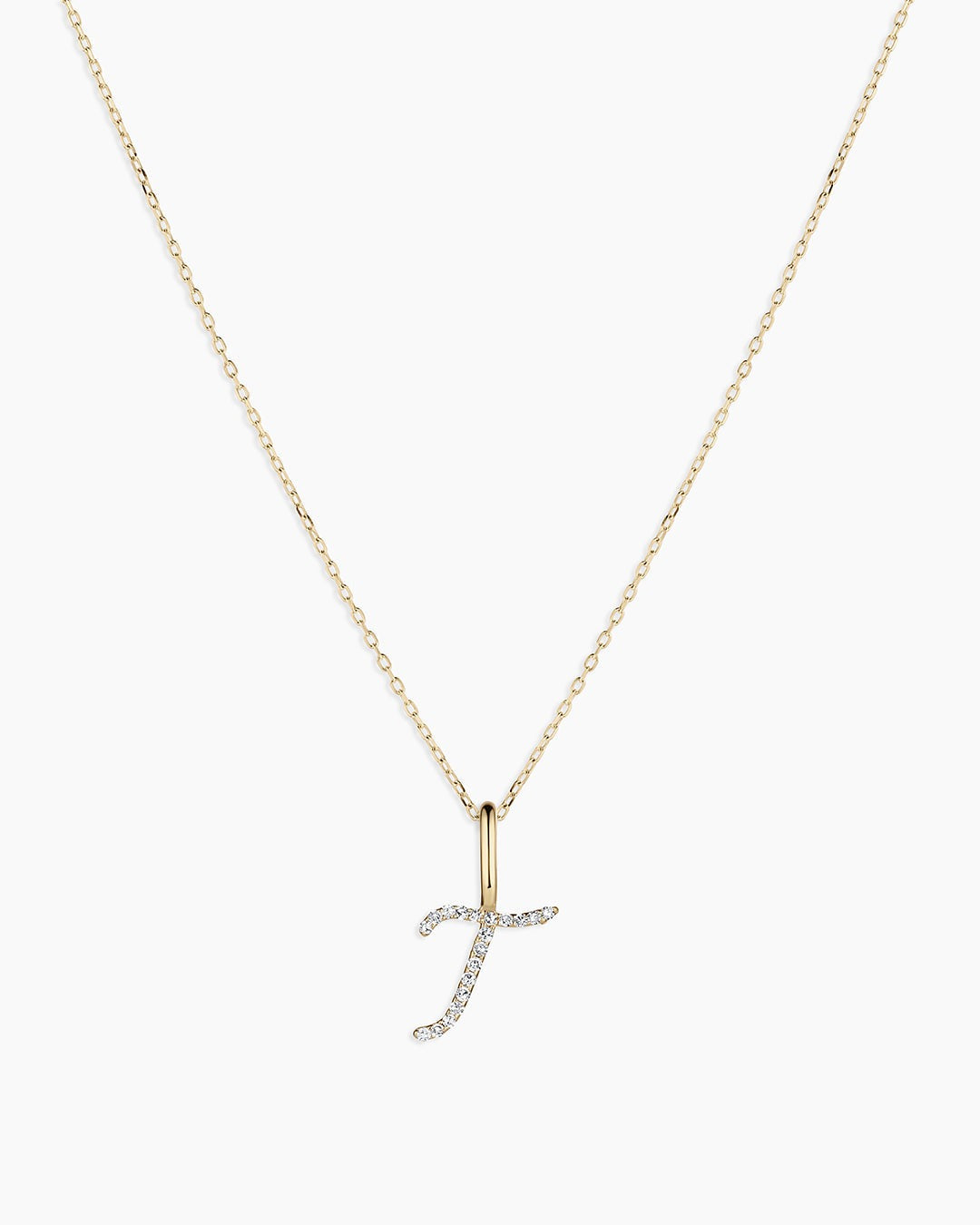 Diamond Script Alphabet Charm Necklace