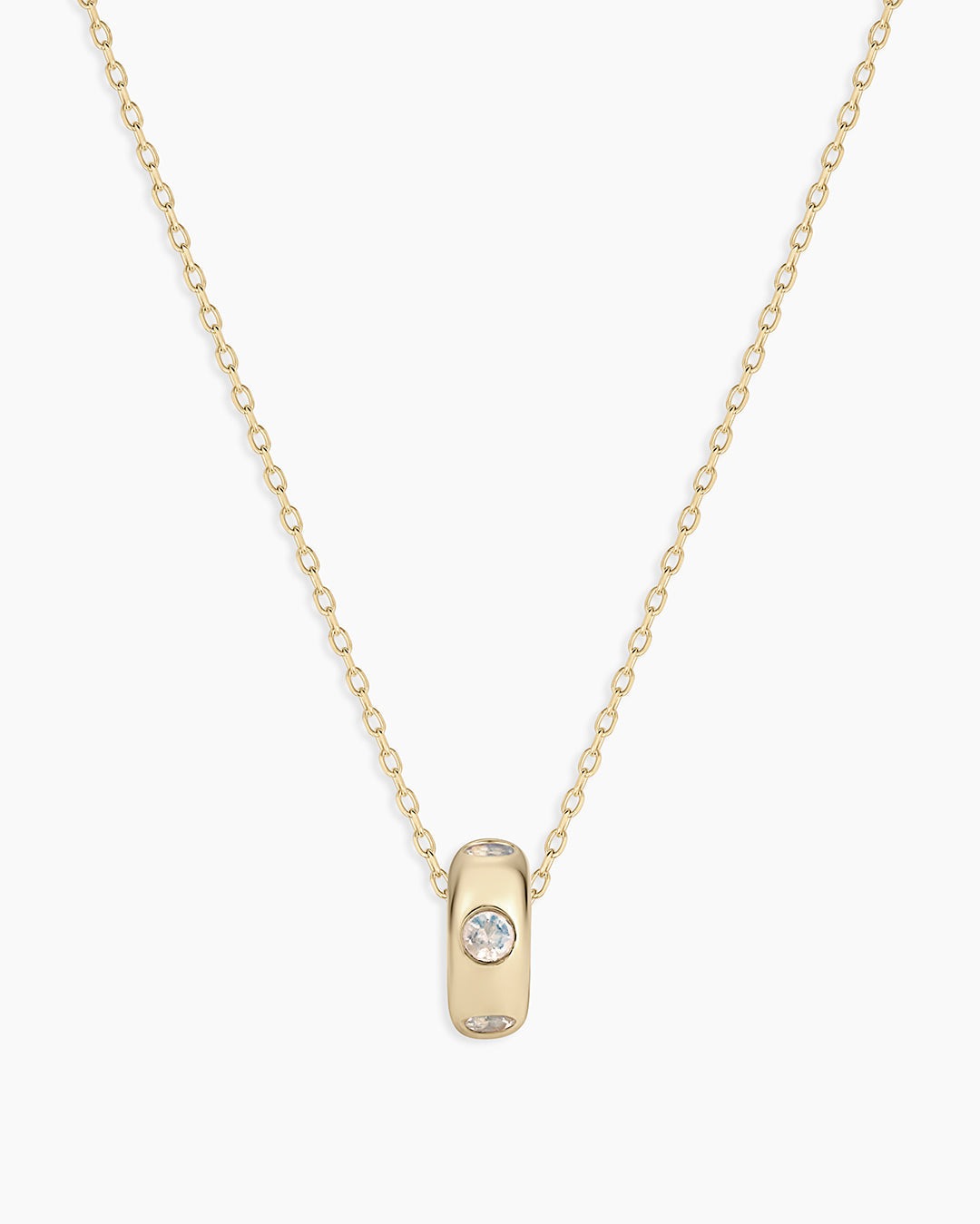 14K Gold Birthstone Halo Charm Necklace