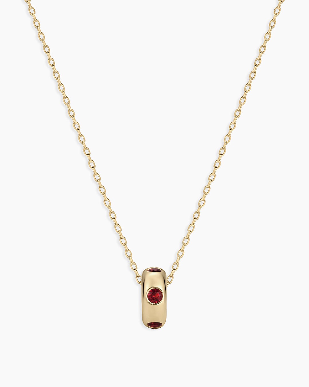 14K Gold Birthstone Halo Charm Necklace
