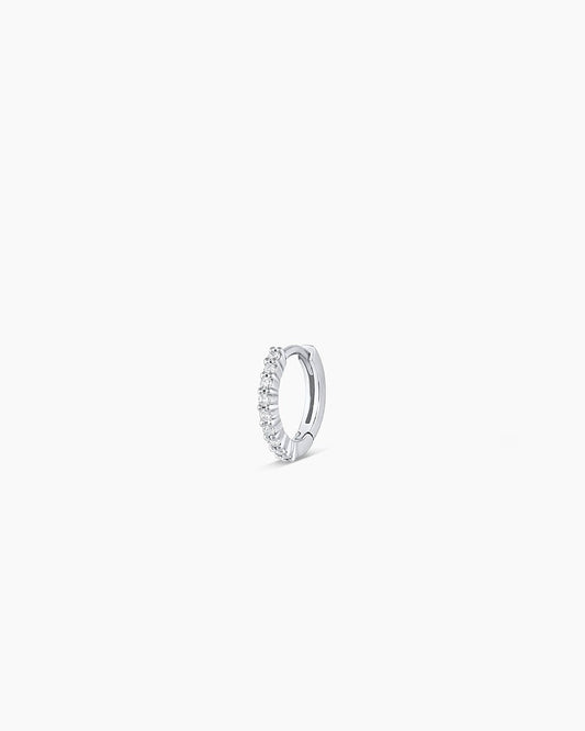 14K White Gold Diamond Pavé Single Huggie