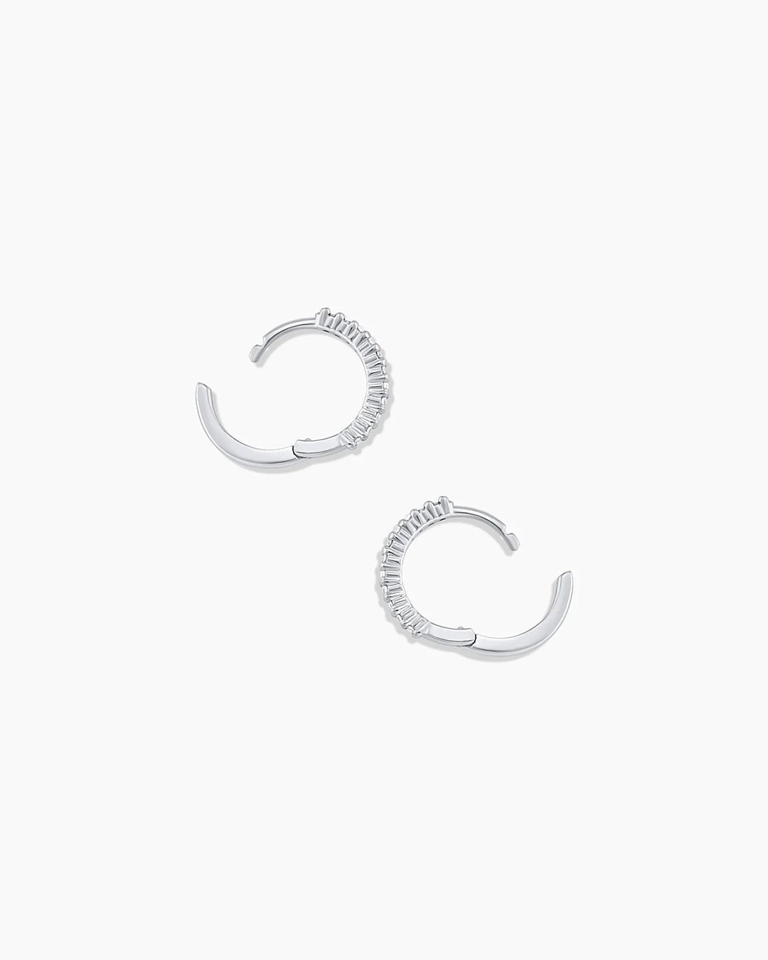 14K White Gold Diamond Pavé Huggies