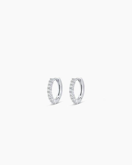 14K White Gold Diamond Pavé Huggies