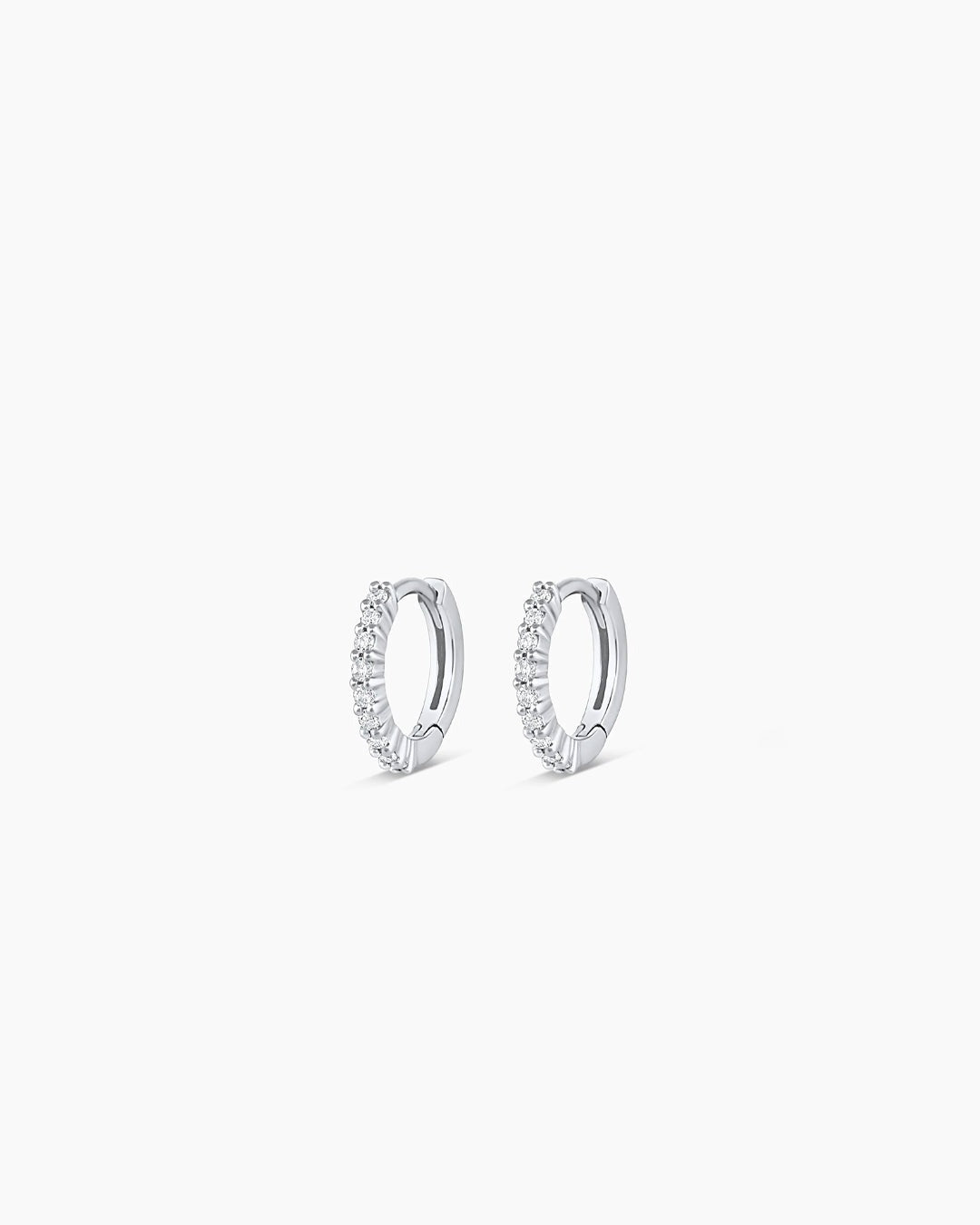 14K White Gold Diamond Pavé Huggies