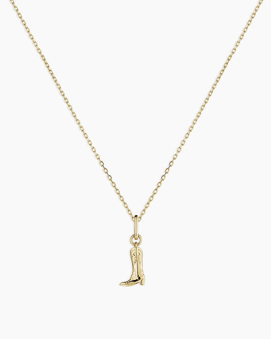 14K Gold Cowboy Boot Charm Necklace