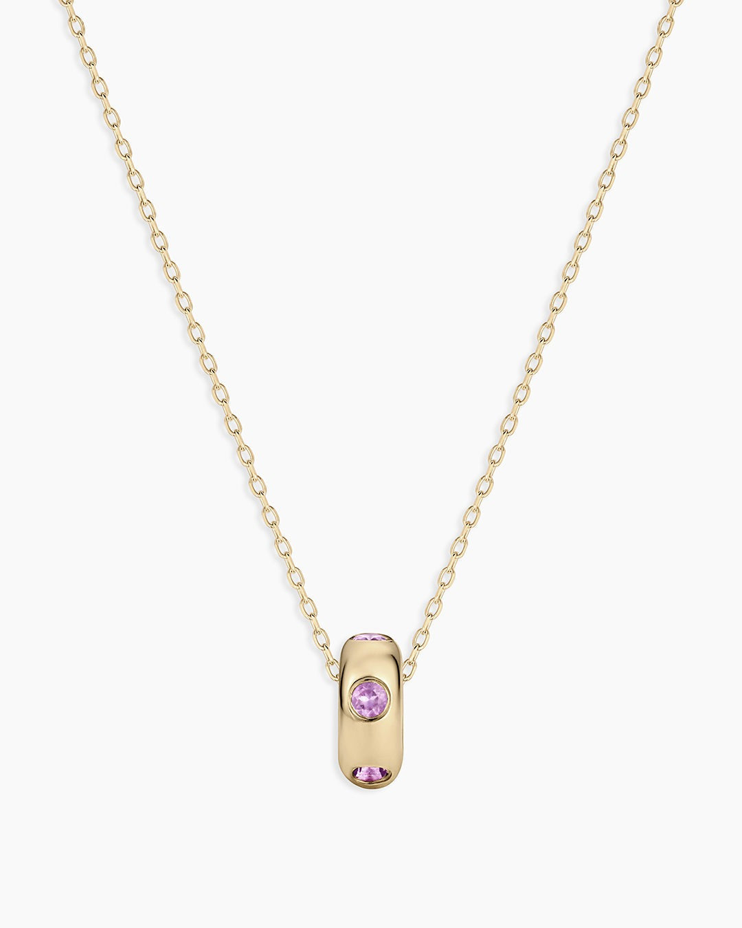14K Gold Birthstone Halo Charm Necklace