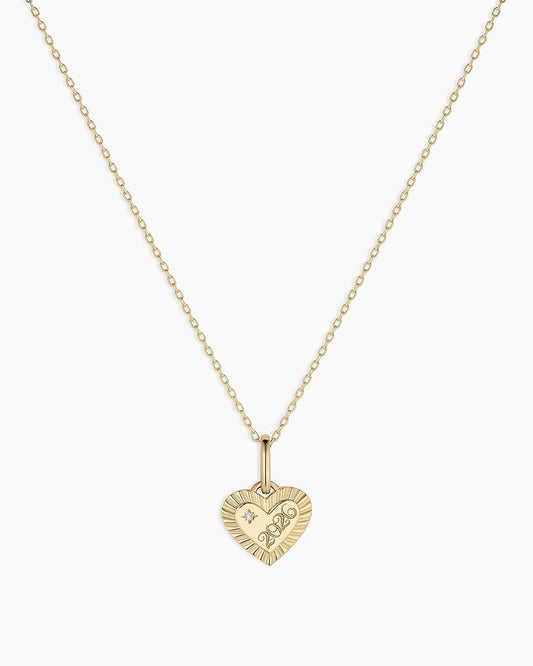 14K Gold Milestone Heart Charm Necklace