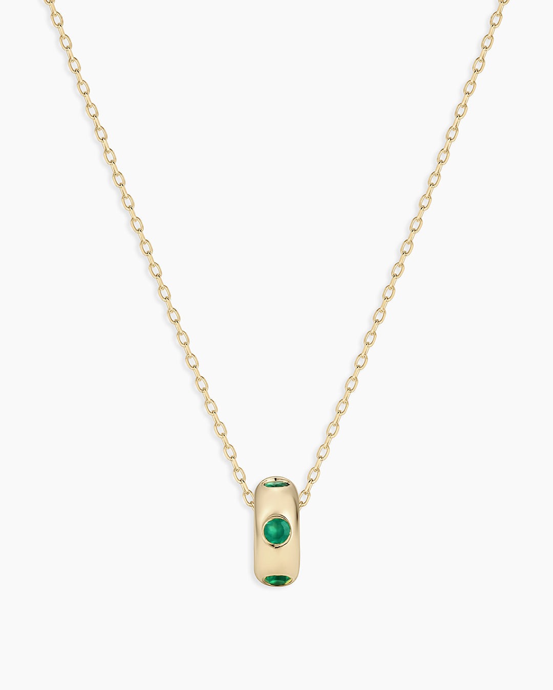14K Gold Birthstone Halo Charm Necklace